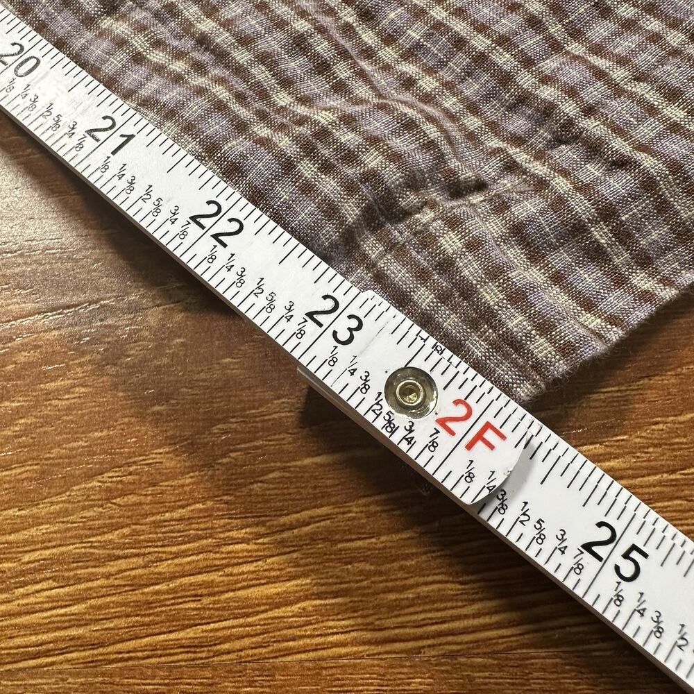 Deiji Studios Cropped Pants Womens M Purple Gray Brown Tartan Plaid 100% Linen - Picture 8 of 13